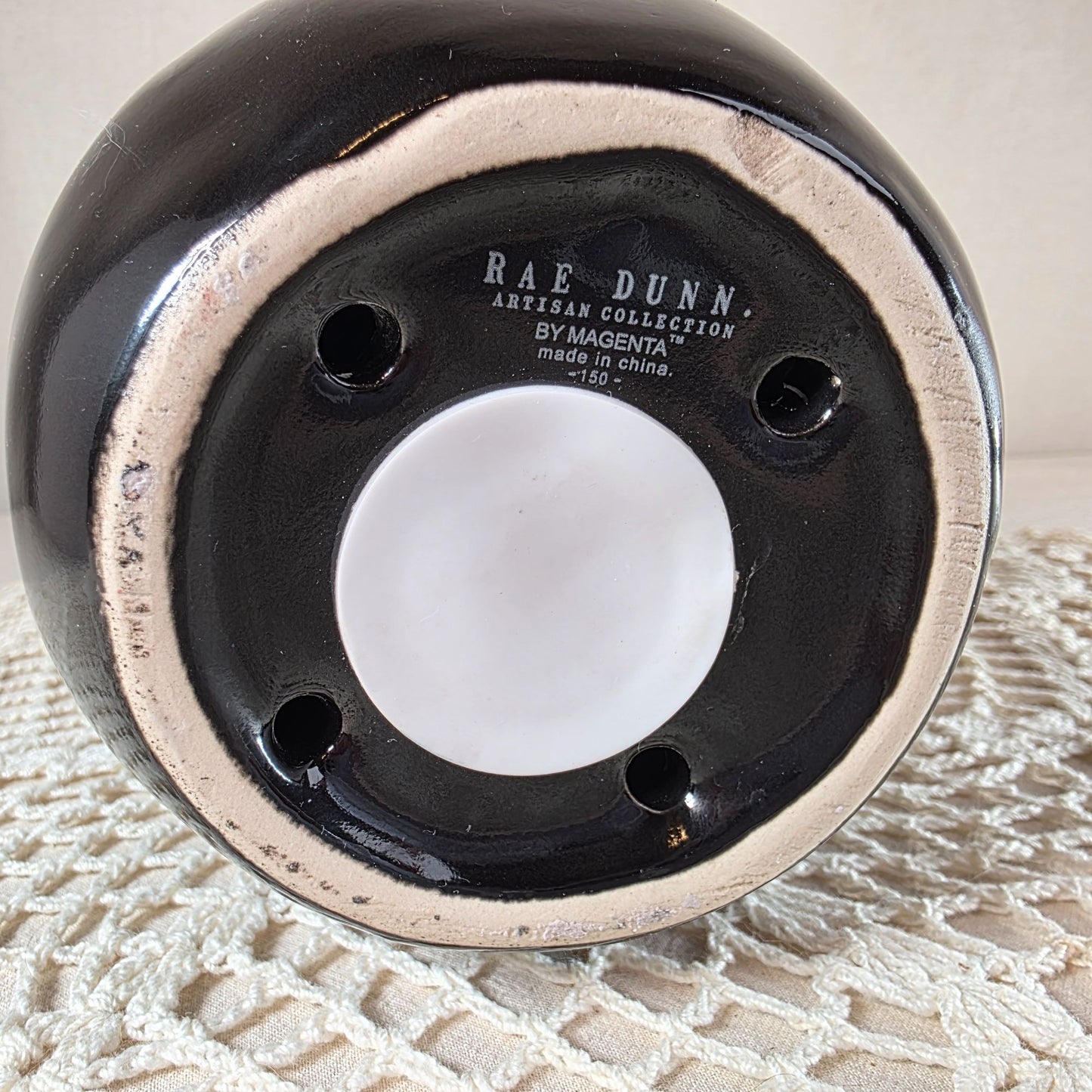 Rae Dunn Ceramic Acorn Birdhouse With "Nest" Text Black Decorative Piece For Indoor/Outdoor Use