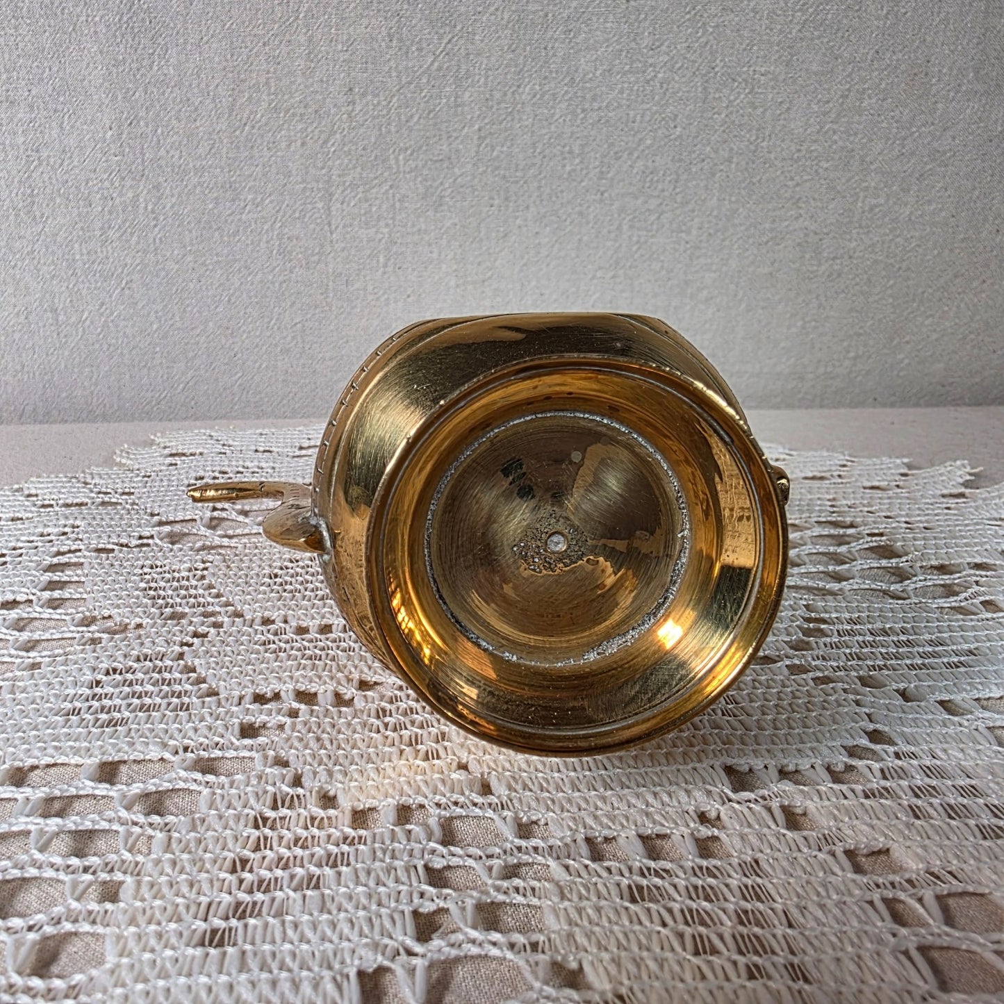 Vintage Engraved Brass India Water Pitcher Dallah Ewer Collectible 6"