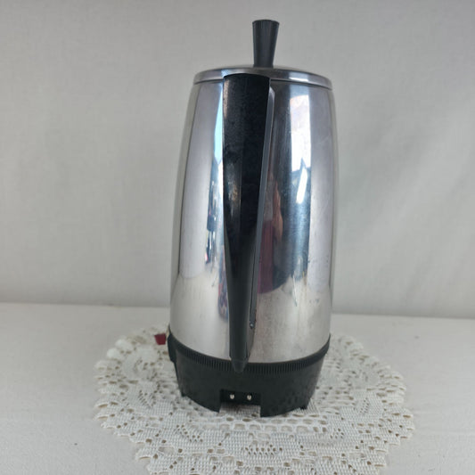 Vintage Toastmaster Electric Percolator Coffee Maker 9-Cup Stainless Steel With Black Accents Model M521