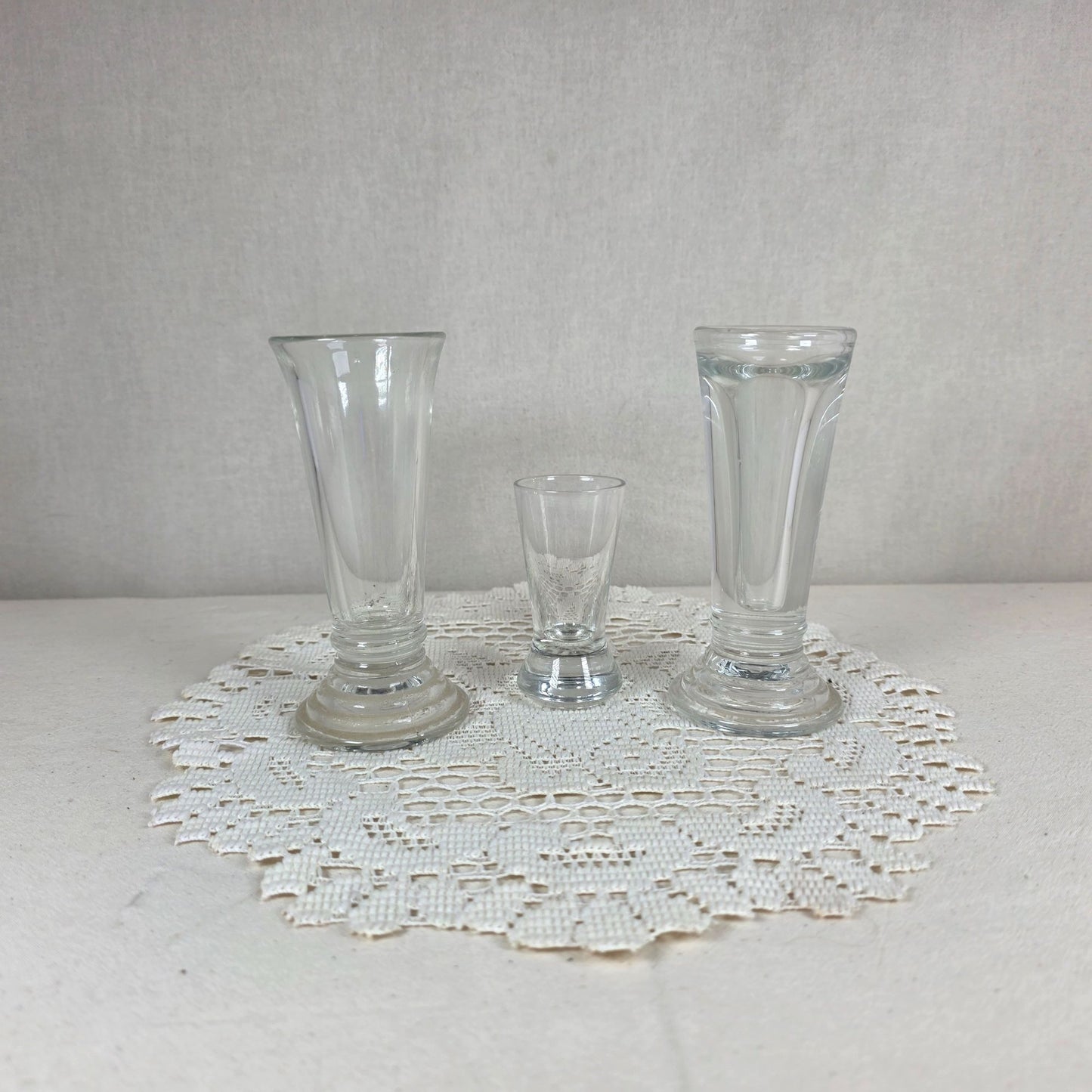 Vintage Set of 3 Footed Glass Dessert Cups/Sundae Glasses