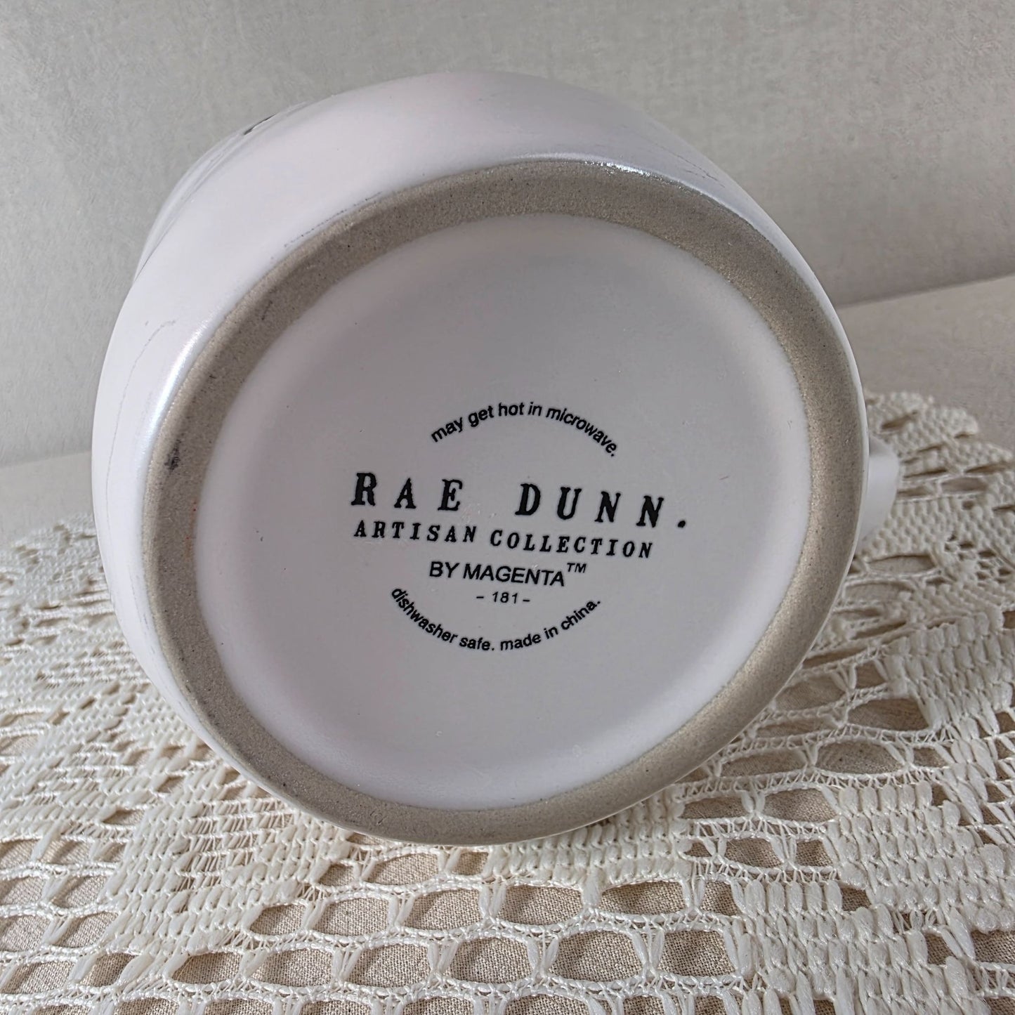 Rae Dunn Ceramic "Cozy" Mug With Black Lid 16 Oz Capacity White With Textured Finish For Hot & Cold Beverages