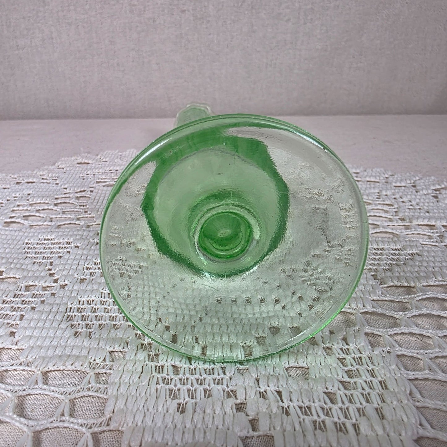Vintage Uranium Glass Bud Vase Vaseline Glass UV Reactive 8.5" MCM