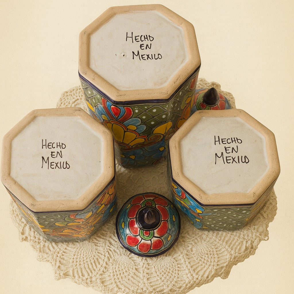 Talavera Pottery Canister Set – Hand-Painted – Made in Mexico