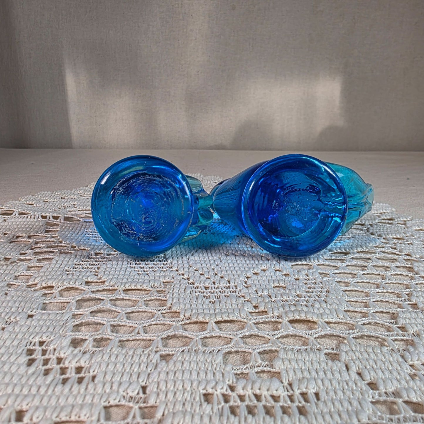 Blue Glass Birds of Happiness Pair Handblown Art Glass Decor