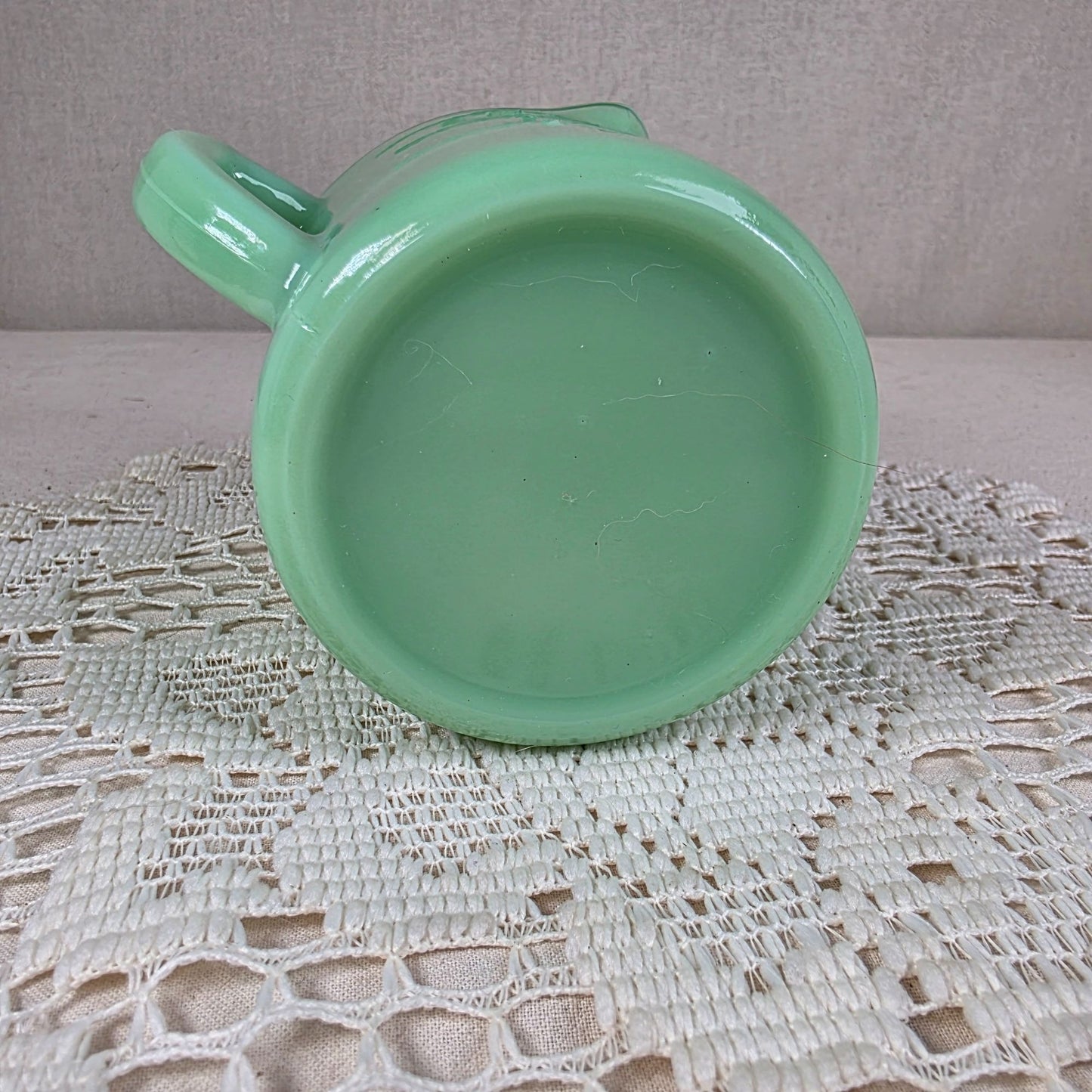 Vintage Style Green Jadeite 3-Spout Glass Measuring Cup 1 Cup Capacity Embossed Markings Depression Era Style