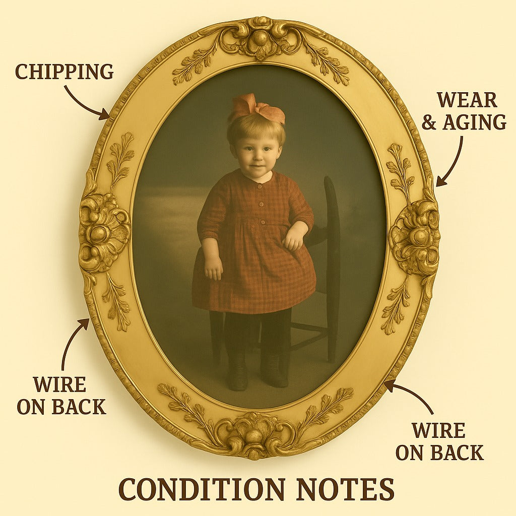 Vintage Ornate Framed Bubble glass photo of girl