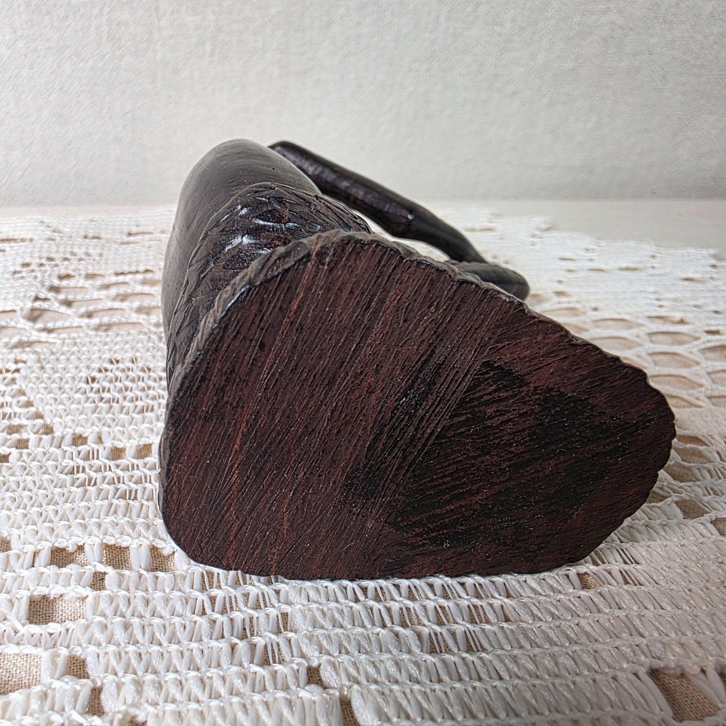 Handcarved African Ebony Wood Pipe Smoker Sculpture Tribal Figurative Art