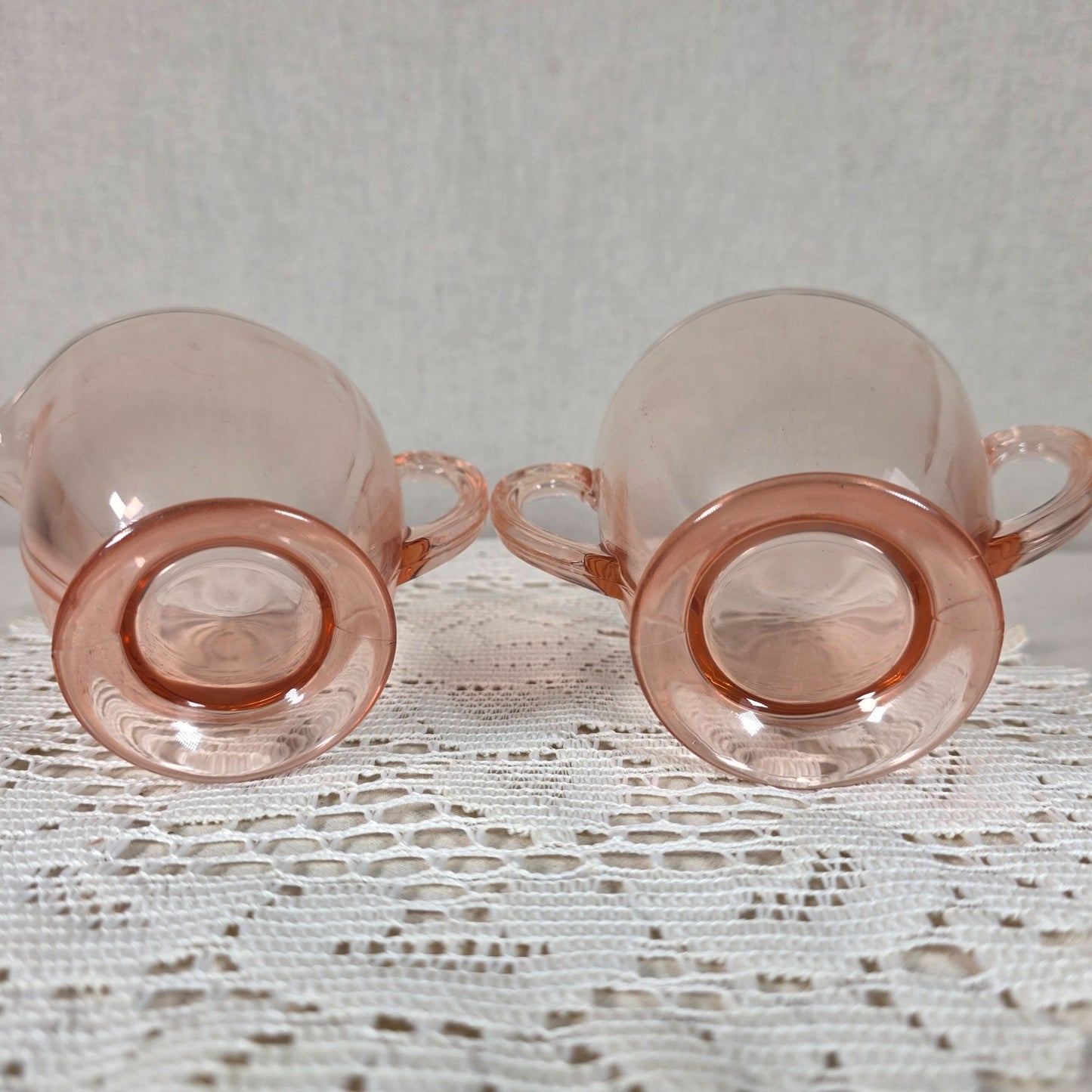 Vintage Fostoria Pink Depression Glass Cream & Sugar Set Elegant Glassware