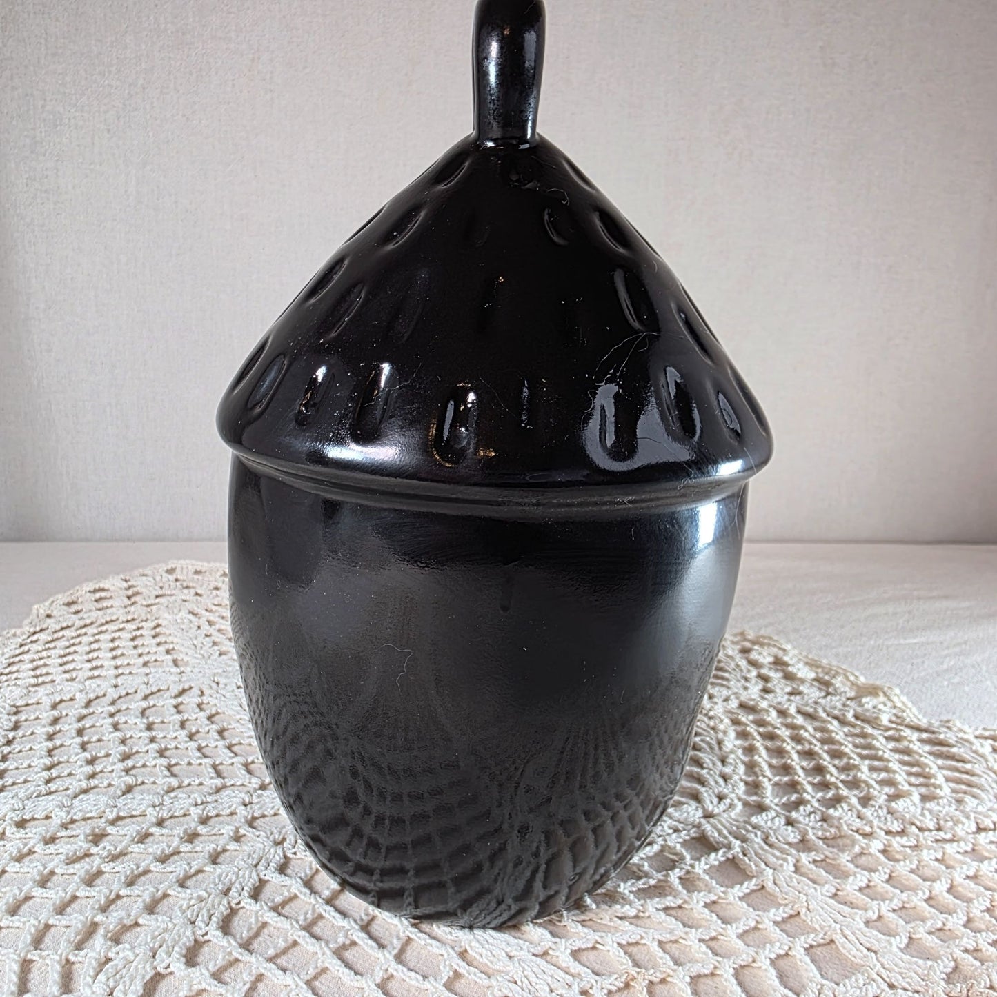 Rae Dunn Ceramic Acorn Birdhouse With "Nest" Text Black Decorative Piece For Indoor/Outdoor Use