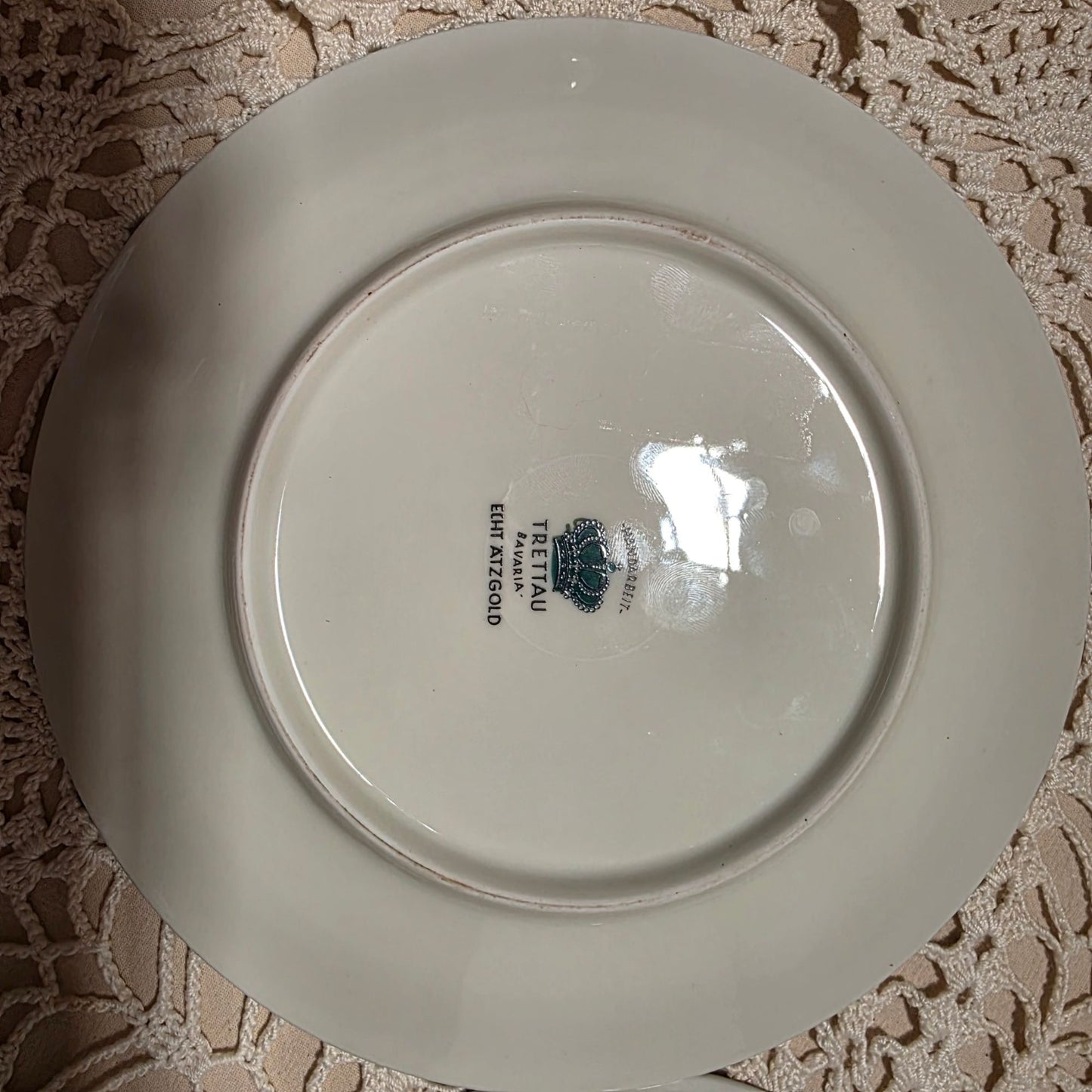 Gold & Blue Teacup Saucer & Plate Set By Tettau Echt 22K Gold Porcelain Elegant Design