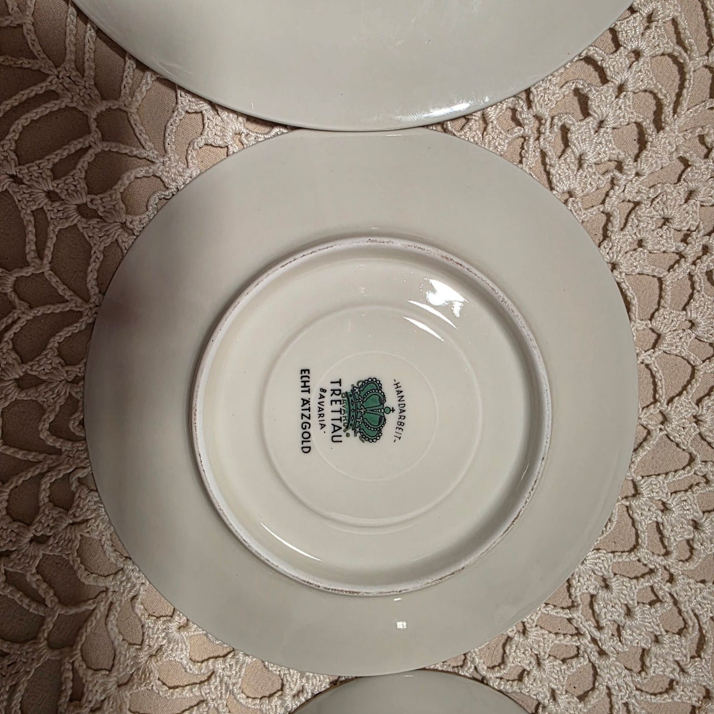 Gold & Blue Teacup Saucer & Plate Set By Tettau Echt 22K Gold Porcelain Elegant Design
