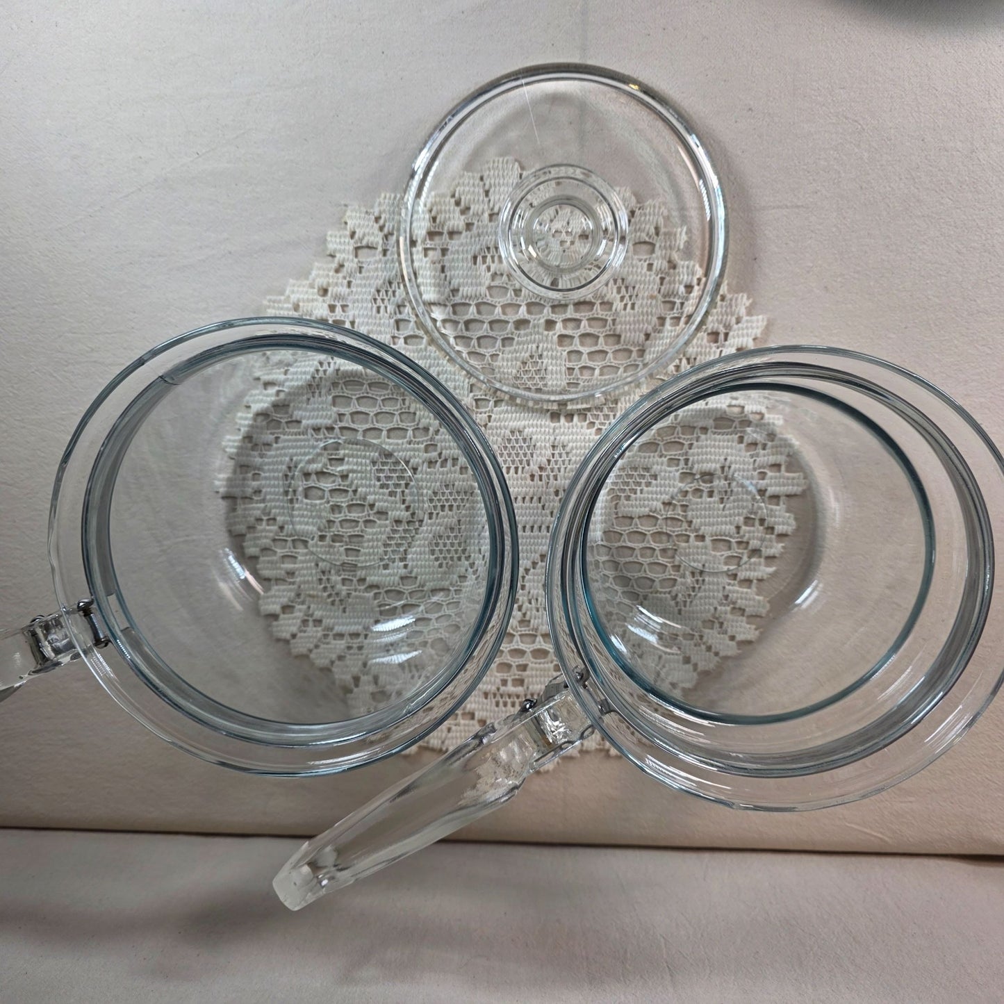 Vintage Pyrex 1.5 Quart Glass Double Boiler With Lid & Metal Band Handles