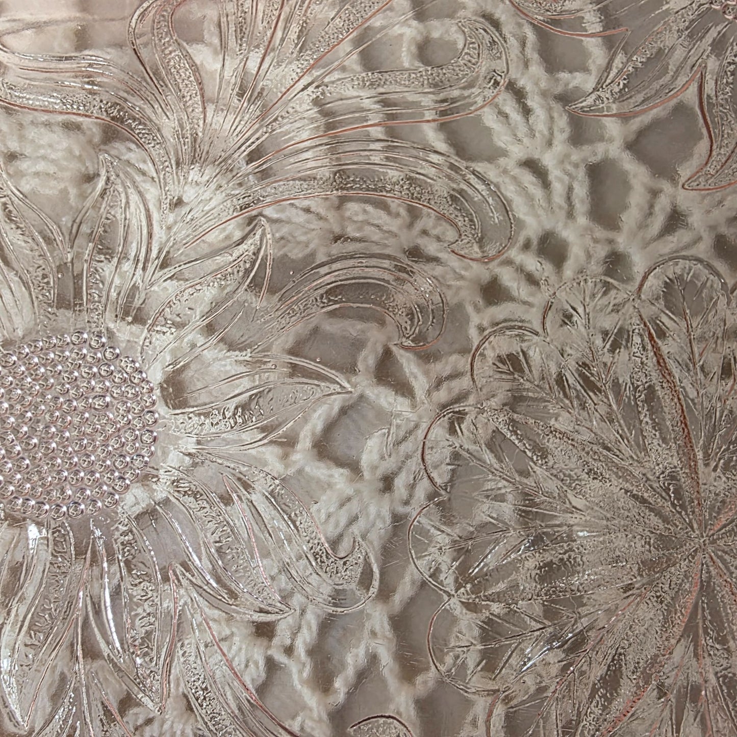 Jeanette Sunflower Pink Depression Glass 10" Footed Cake Plate Vintage 1930s-1940s Elegant Floral Design