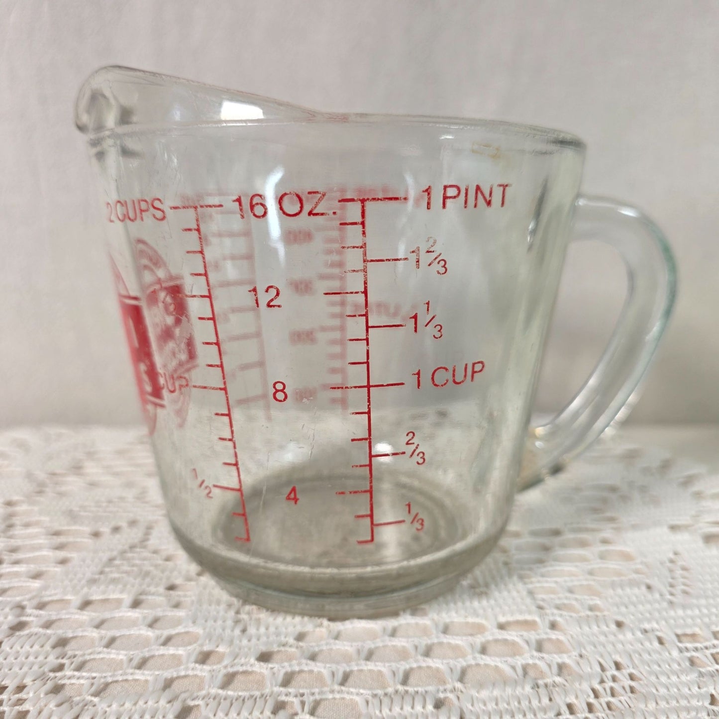 Anchor Hocking Fire King Oven Basics 2-Cup Glass Measuring Cup With Red Markings