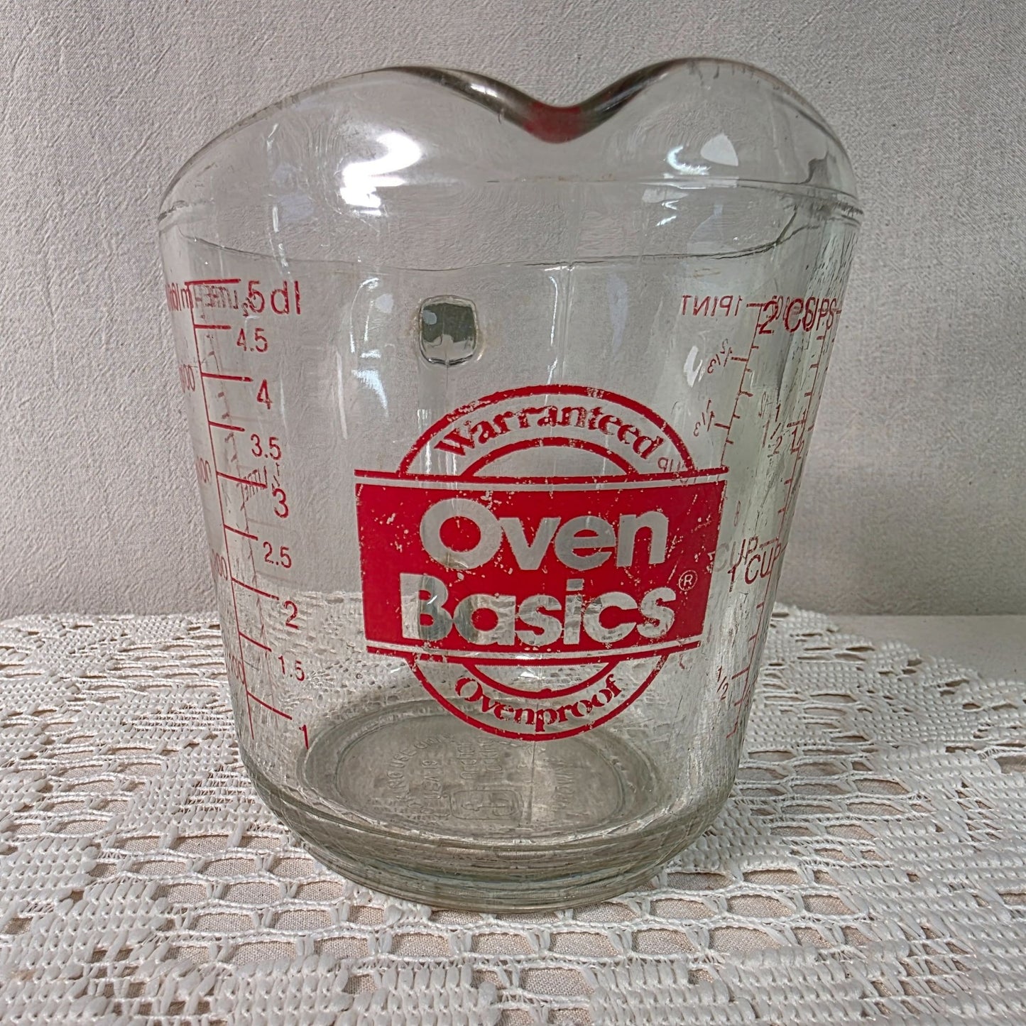 Anchor Hocking Fire King Oven Basics 2-Cup Glass Measuring Cup With Red Markings