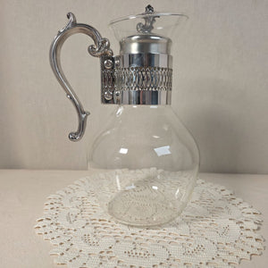 F.B. Rogers Silver plated & glass coffee carafe with Ornate Handle & Lid -  10" tall