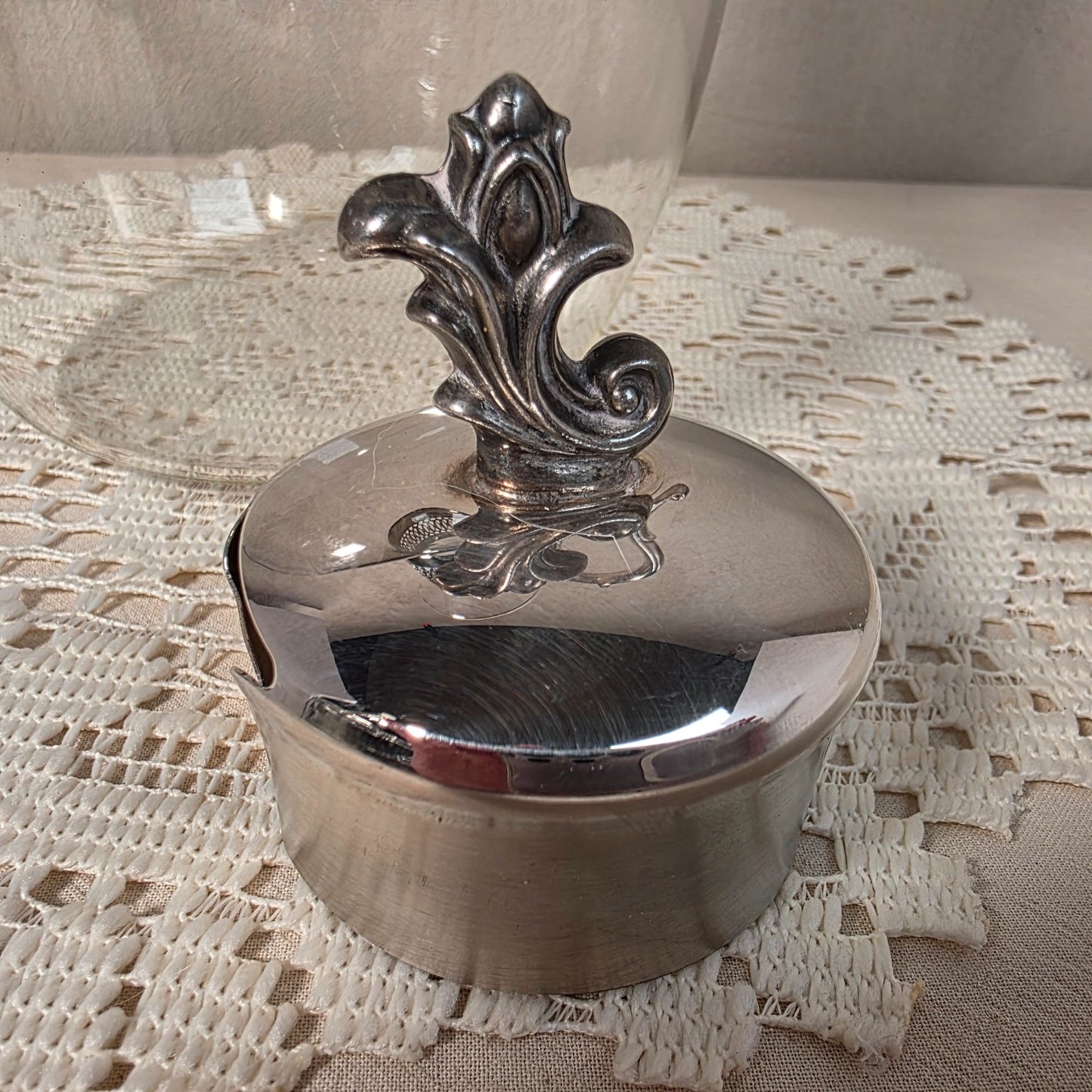F.B. Rogers Silver plated & glass coffee carafe with Ornate Handle & Lid -  10" tall