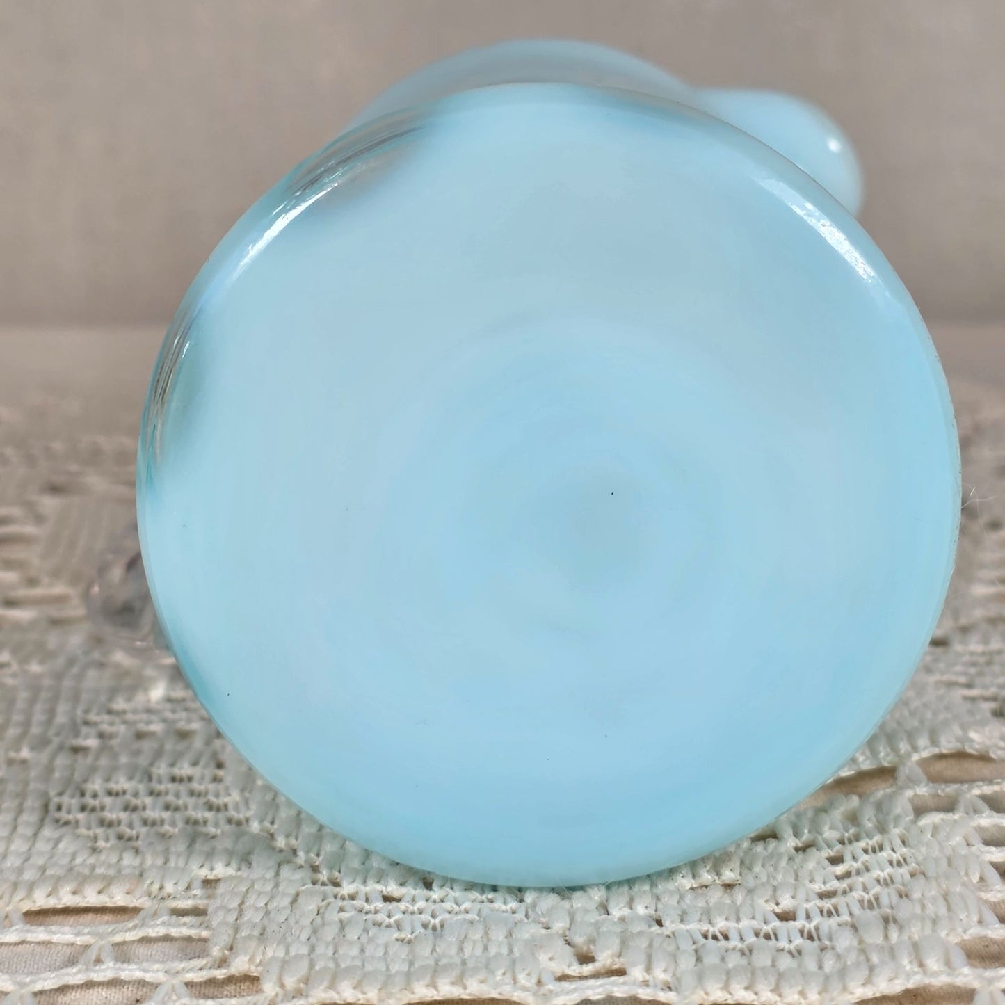 Vintage Fenton Blue Coin Dot Opalescent Glass Mini Pitcher 4"