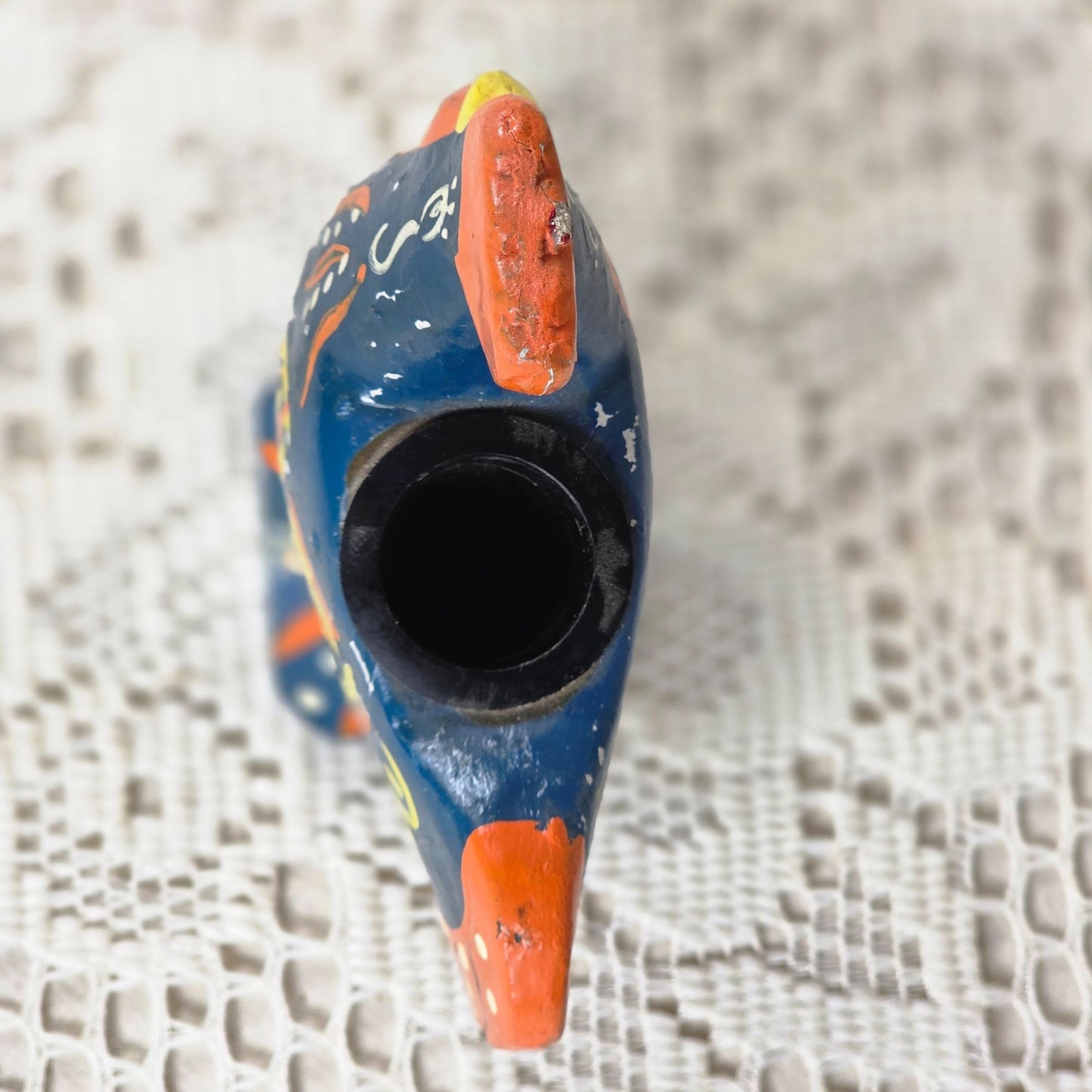 Vintage Folk Art Hand Painted Rooster Bird Candle Holder/Toothpick Holder 4" Enesco Japan