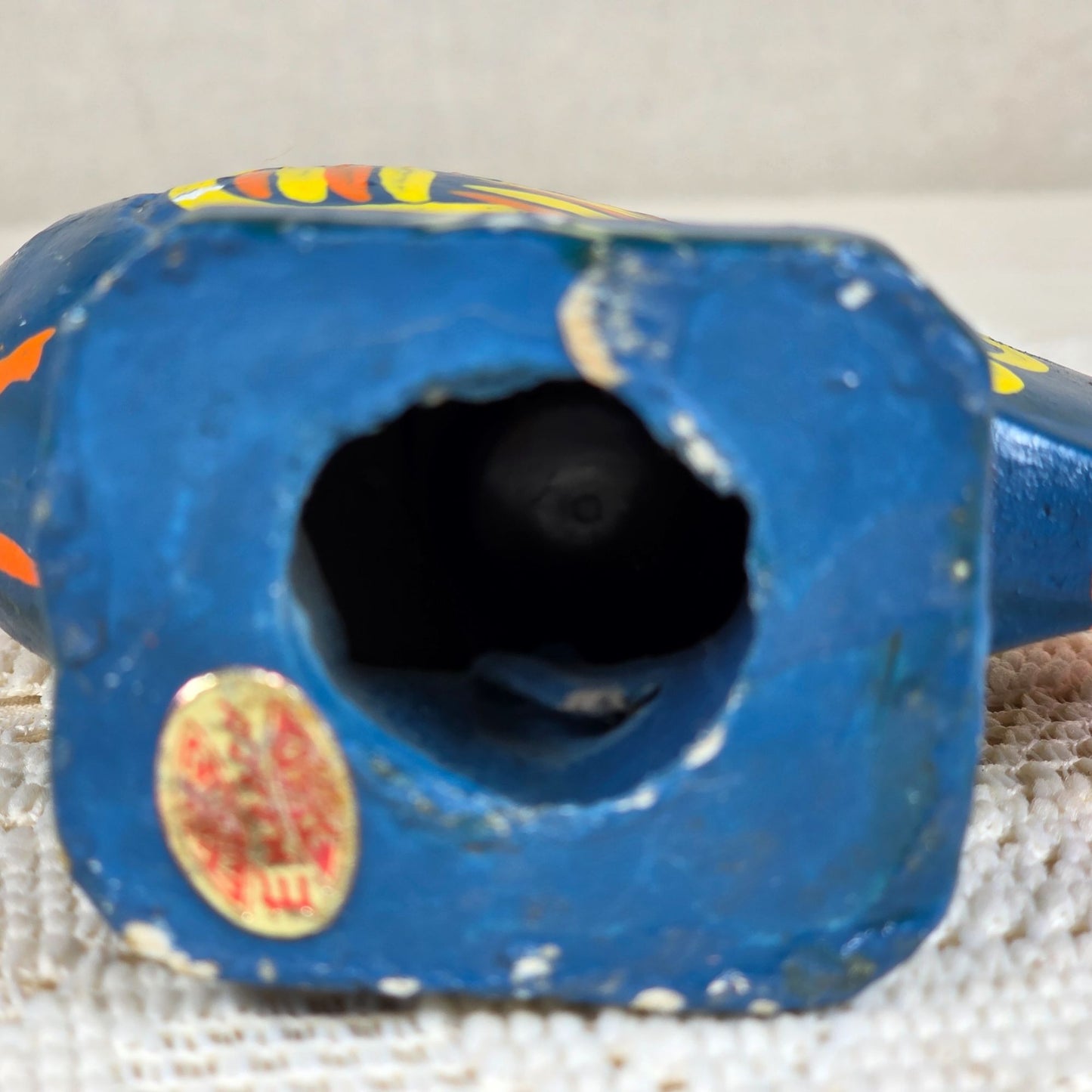 Vintage Folk Art Hand Painted Rooster Bird Candle Holder/Toothpick Holder 4" Enesco Japan