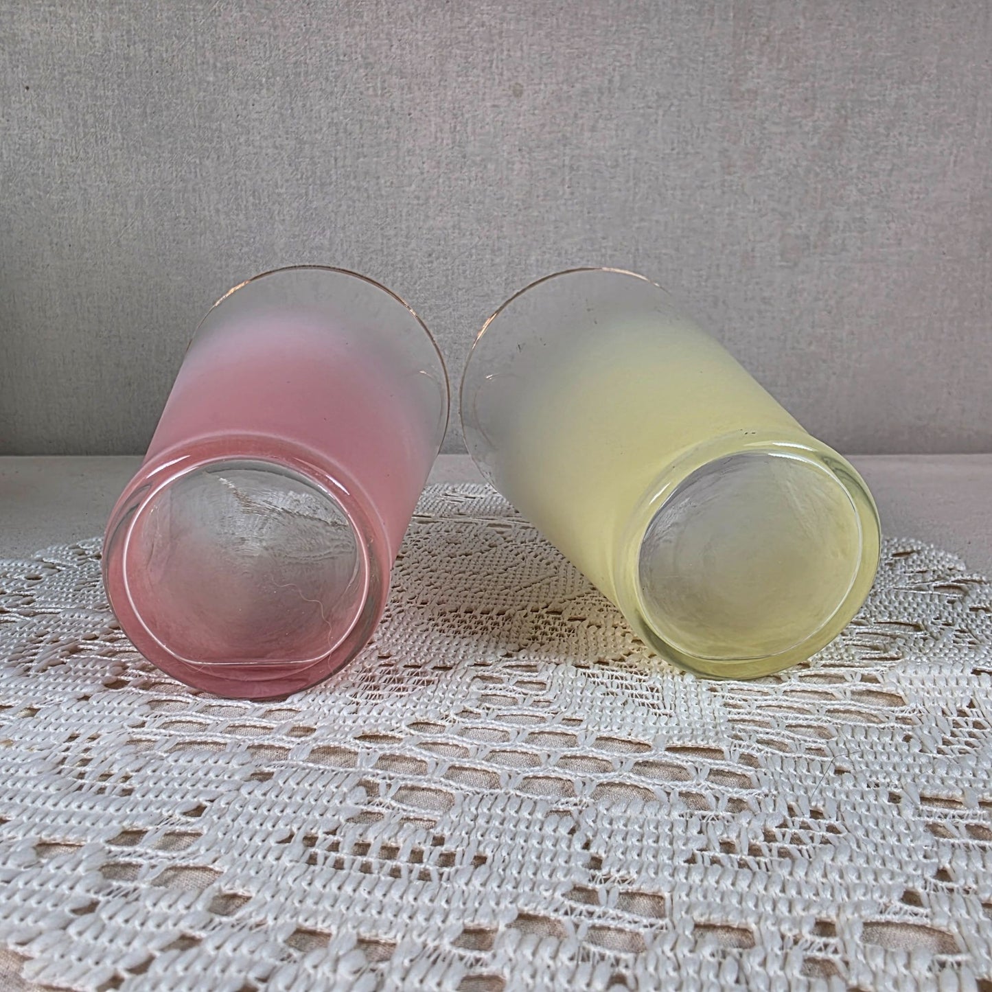 Mid-Century Modern Frosted Glass Pitcher & Two Tumblers With Gold Rim
