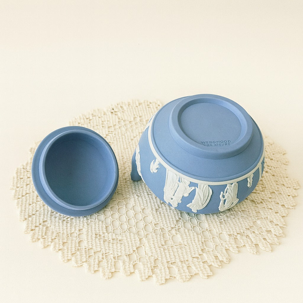 Wedgwood Blue Jasperware Lidded Sugar Bowl – Classical Relief Portland Blue