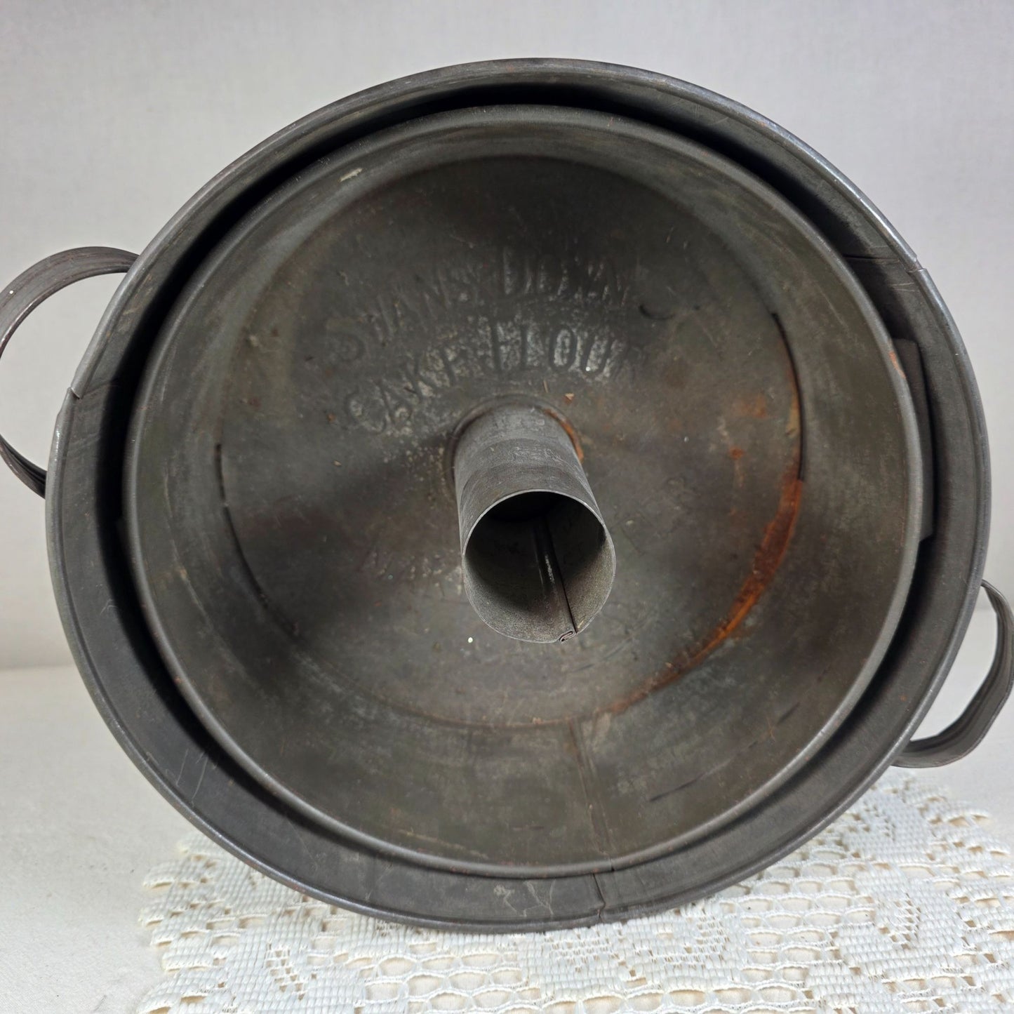 Antique Swans Down Cake Pan Angel Food Bundt Early 20th Century Farmhouse Primitive Kitchen Decor