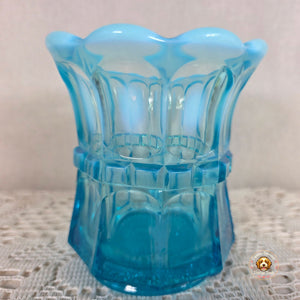 Antique Northwood Regal Blue Opalescent Open Sugar Bowl Scalloped Rim EAPG