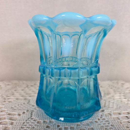 Antique Northwood Regal Blue Opalescent Open Sugar Bowl Scalloped Rim EAPG