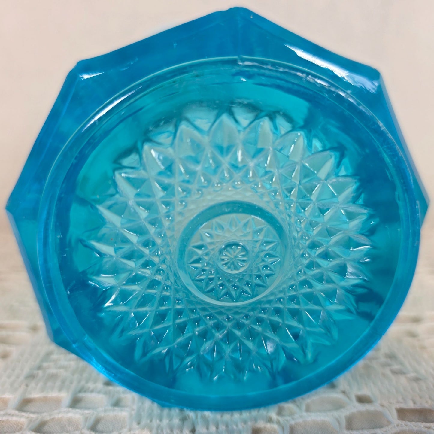 Antique Northwood Regal Blue Opalescent Open Sugar Bowl Scalloped Rim EAPG