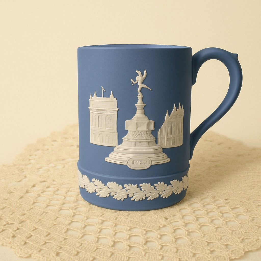 Wedgwood Jasperware Christmas Mug – 1971 Blue & White – Limited Holiday Edition