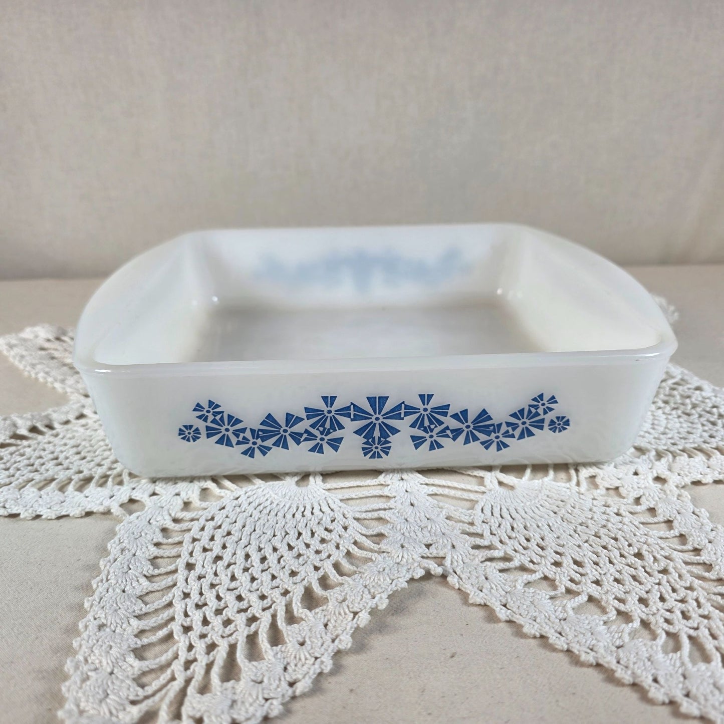 Fire King Coneflower Blue 8x8 Glass Casserole Dish Vintage Bakeware