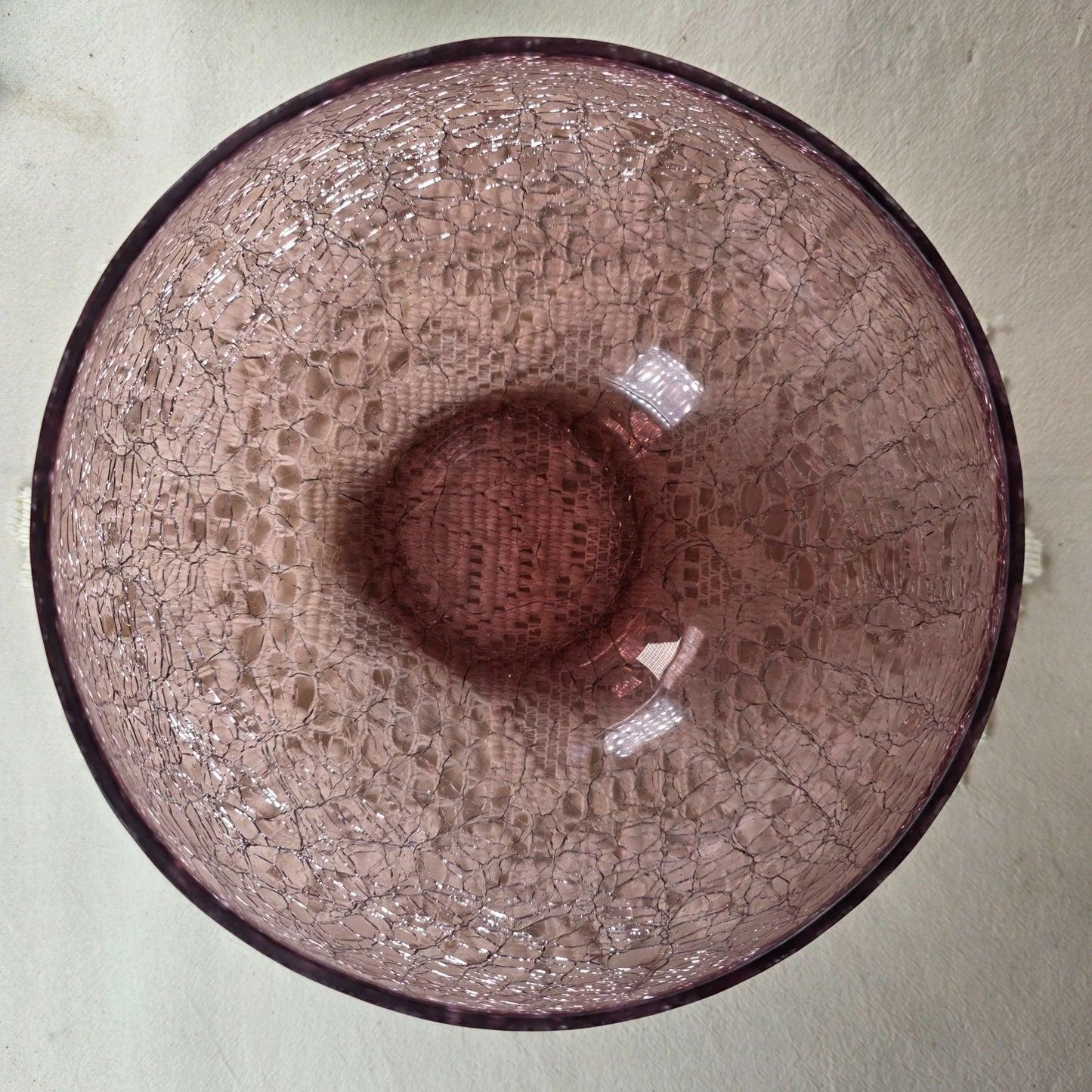 Amethyst Crackle Glass Bowl Decorative Centerpiece 7" Diameter