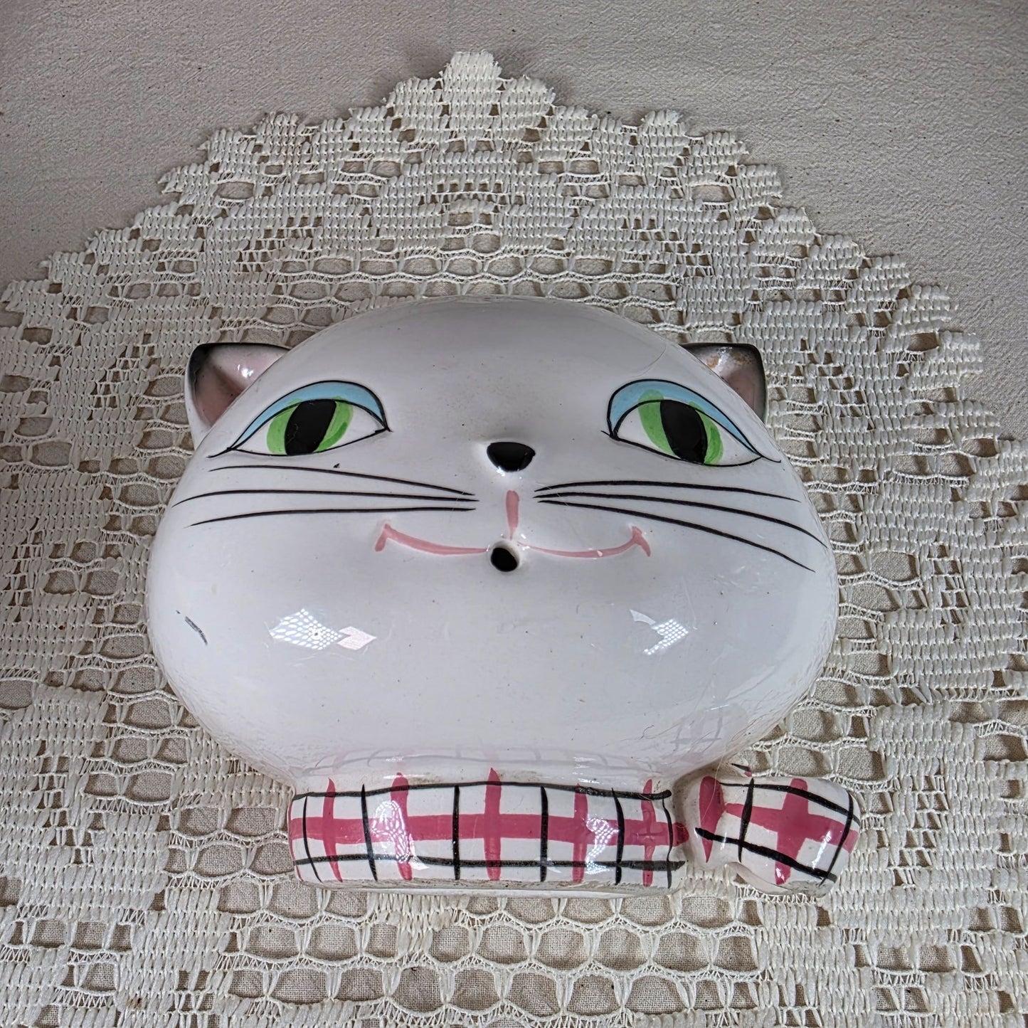 Vintage Holt Howard 1958 Cat String Holder & Scissor Rest - Ceramic Hand-Painted Japan