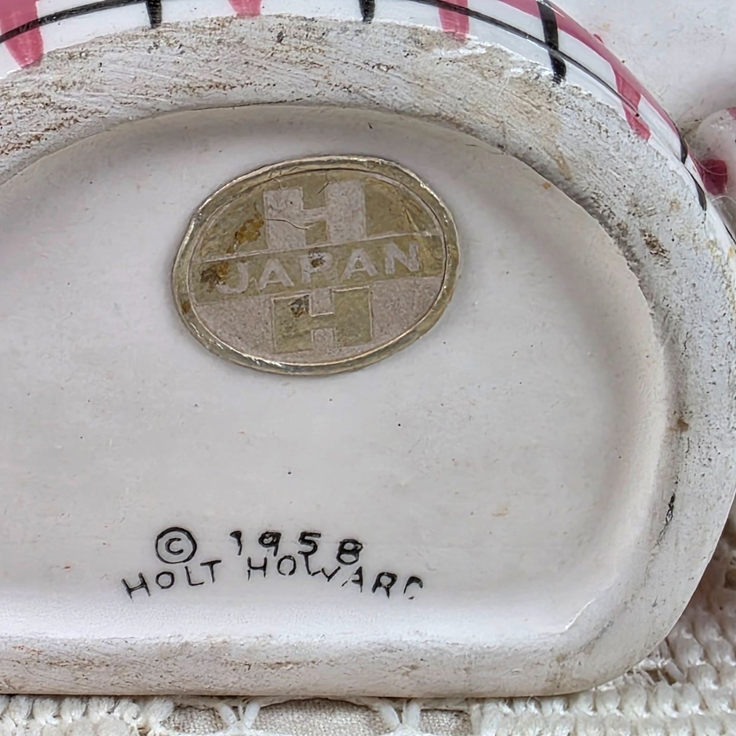 Vintage Holt Howard 1958 Cat String Holder & Scissor Rest - Ceramic Hand-Painted Japan