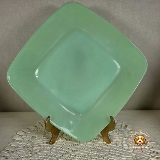 Jadeite Charm 8 3/8" Square Luncheon Plate - Vintage Jade Green Glass - Mid-Century Modern Design