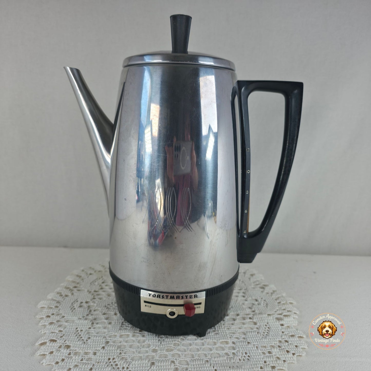 Vintage Toastmaster Electric Percolator Coffee Maker 9-Cup Stainless Steel With Black Accents Model M521