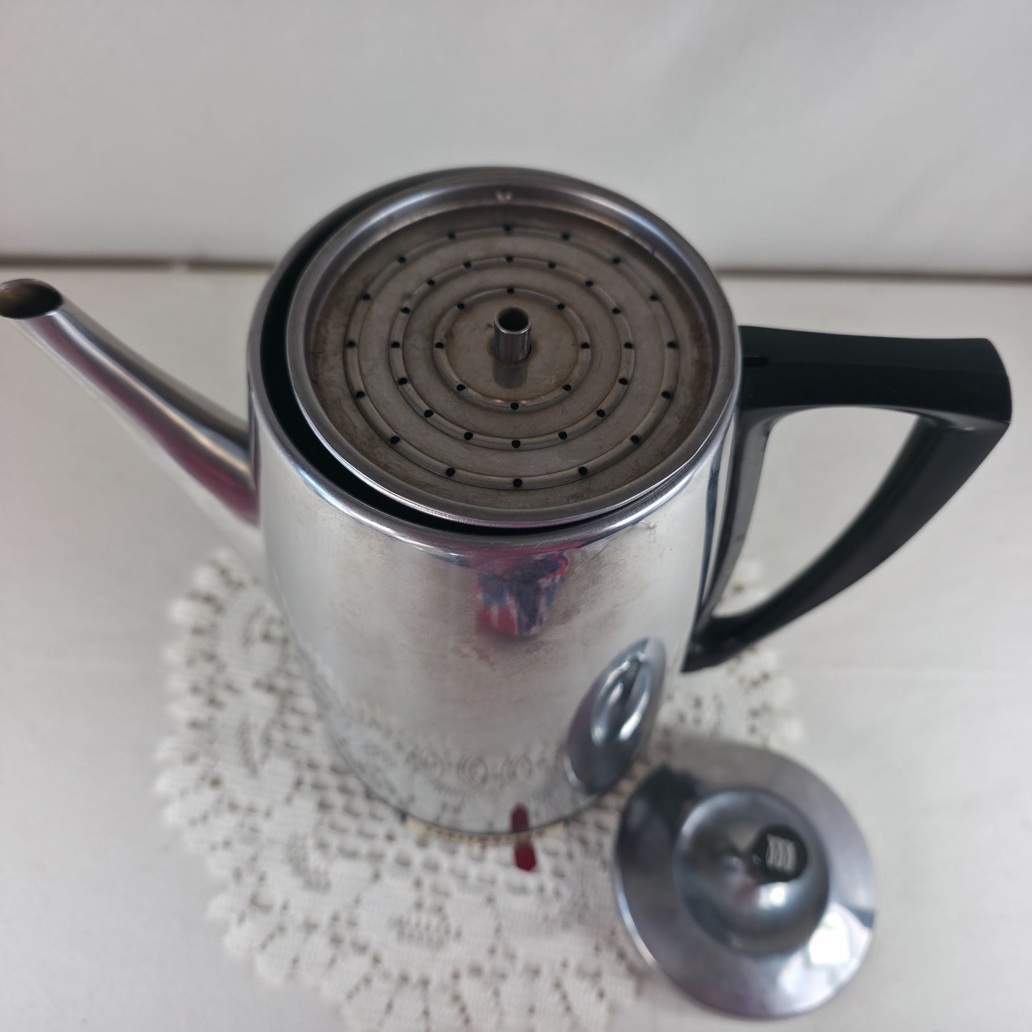 Vintage Toastmaster Electric Percolator Coffee Maker 9-Cup Stainless Steel With Black Accents Model M521