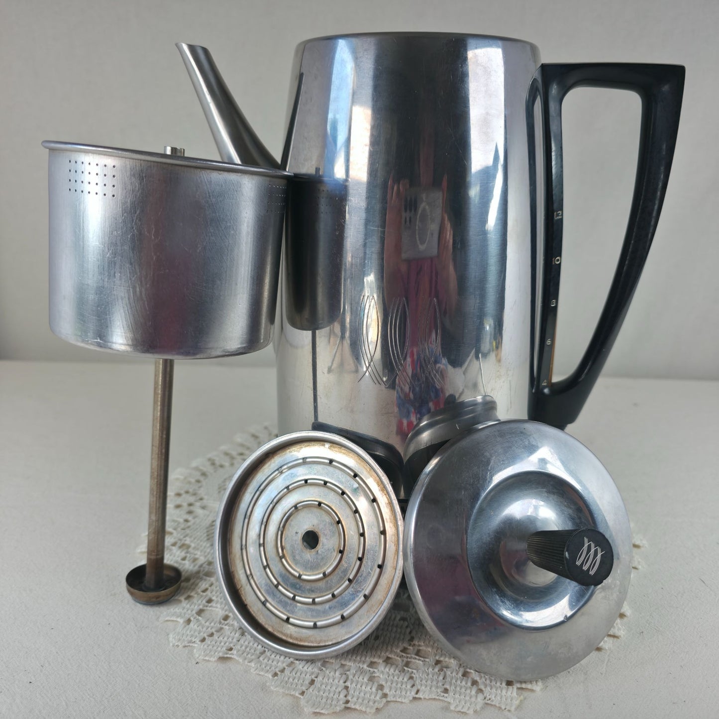 Vintage Toastmaster Electric Percolator Coffee Maker 9-Cup Stainless Steel With Black Accents Model M521