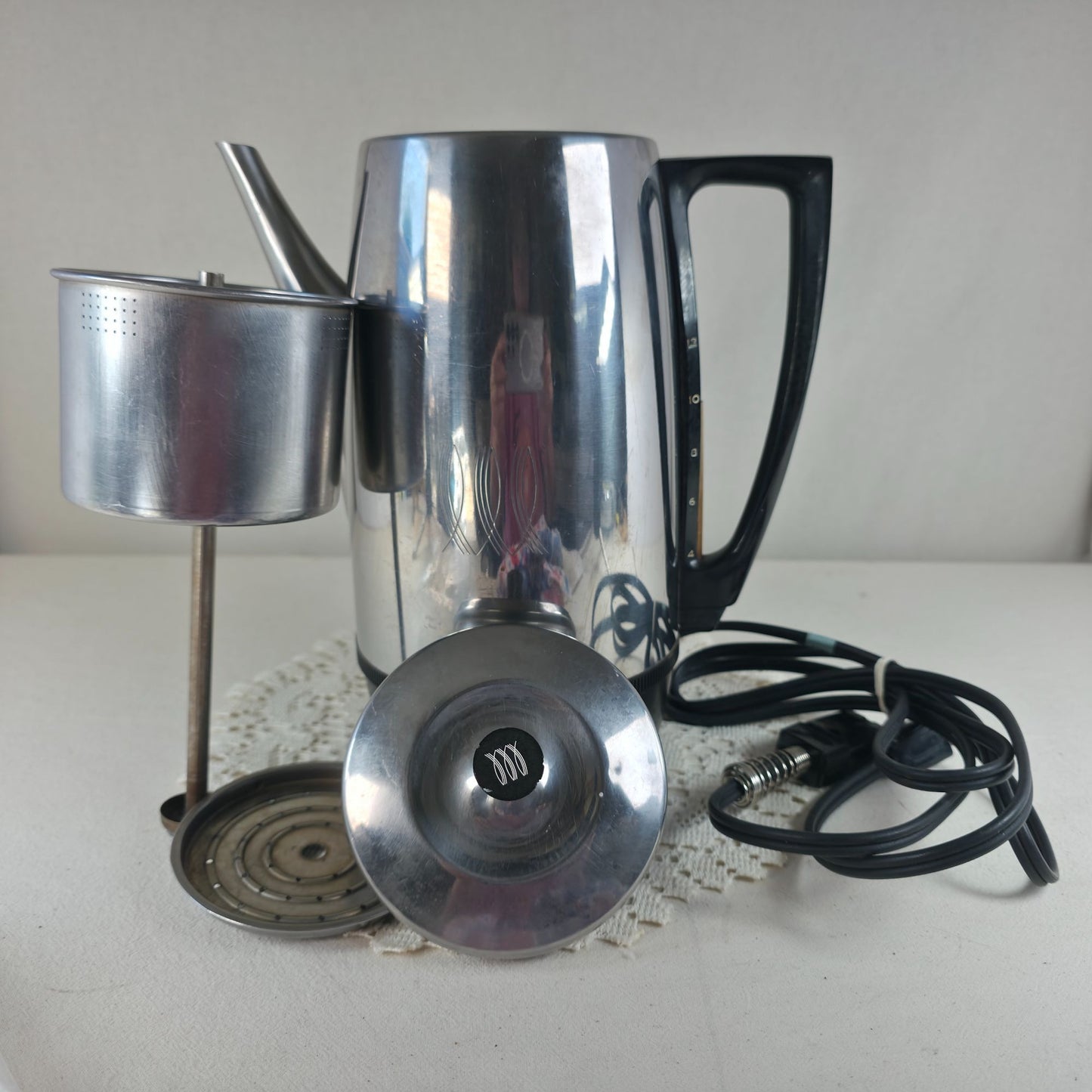 Vintage Toastmaster Electric Percolator Coffee Maker 9-Cup Stainless Steel With Black Accents Model M521