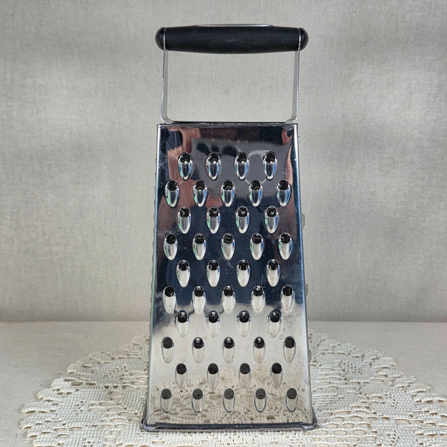 Vintage Oneida Box Cheese Grater Stainless Steel Kitchen Utensil Black Handle