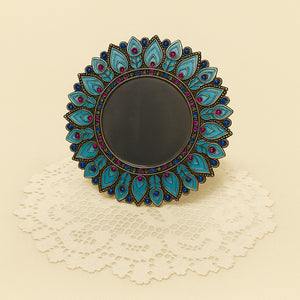 Pier 1 Imports Peacock Bejeweled Picture Frame – Enamel & Rhinestones Round Desk