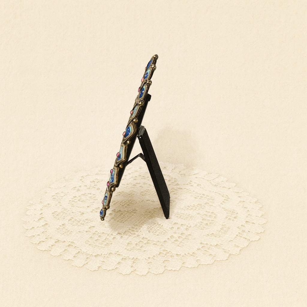 Pier 1 Imports Peacock Bejeweled Picture Frame – Enamel & Rhinestones Round Desk