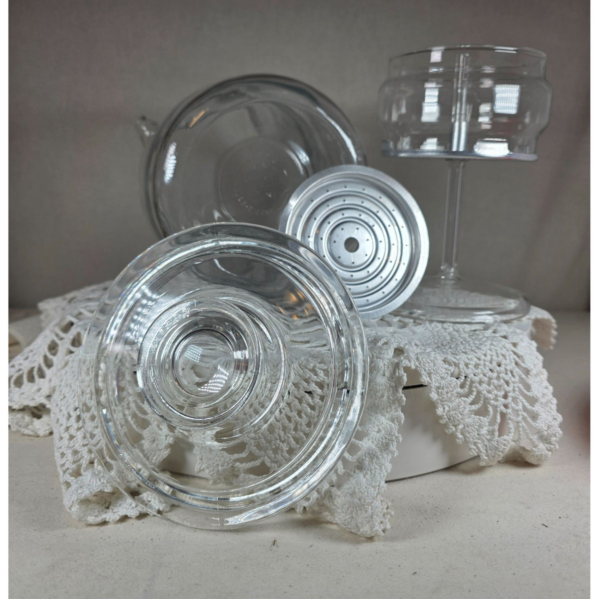 Vintage Pyrex Glass Percolator Coffee Pot Stainless Band Clear Complete Clean