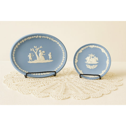Pair of Wedgwood Jasperware Pieces — Oval Tray & Round Plate