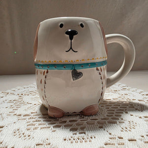 Dog-Themed Ceramic Mug With Handle & Embossed Details - "All You Need Is Love And A Dog" Design
