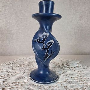 Hand-Carved African Soapstone Zebra Silhouette Decorative Candle Holder