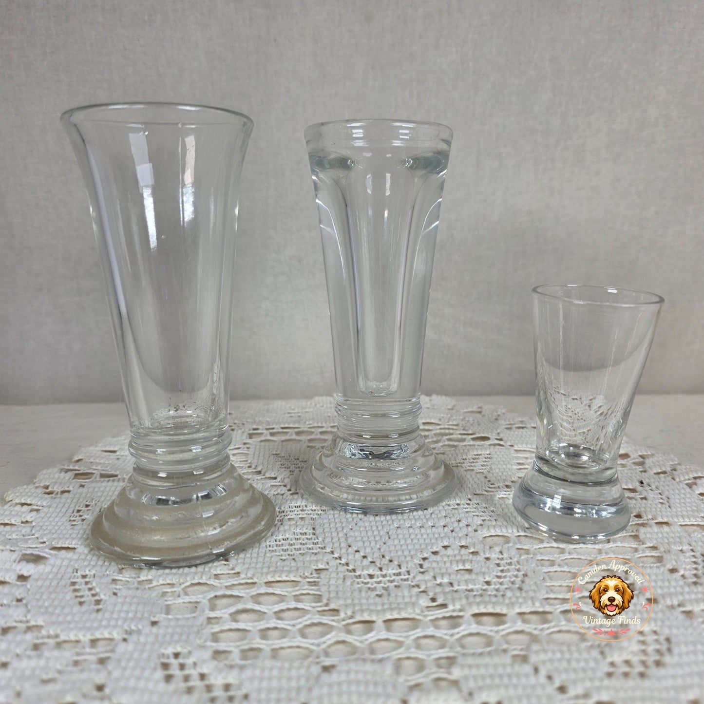 Vintage Set of 3 Footed Glass Dessert Cups/Sundae Glasses