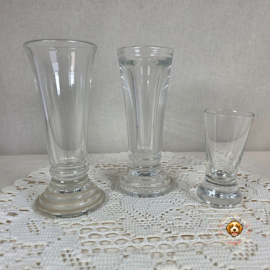 Vintage Set of 3 Footed Glass Dessert Cups/Sundae Glasses