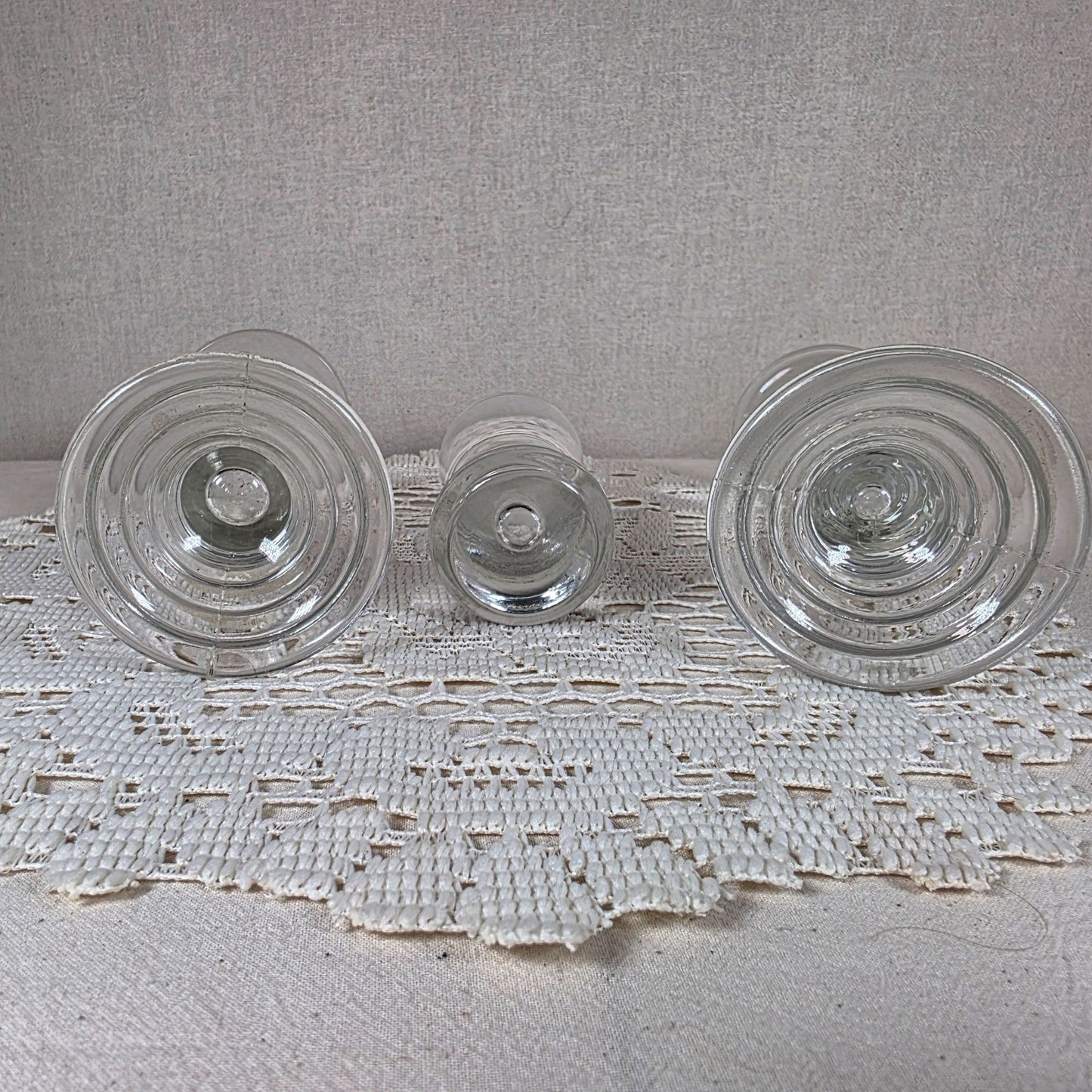 Vintage Set of 3 Footed Glass Dessert Cups/Sundae Glasses